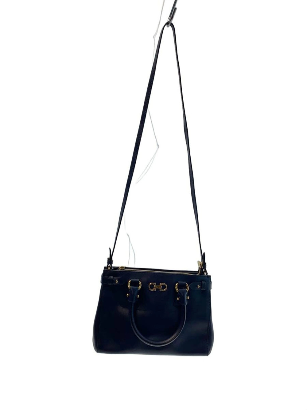 Salvatore Ferragamo Handbag Leather Navy Blue